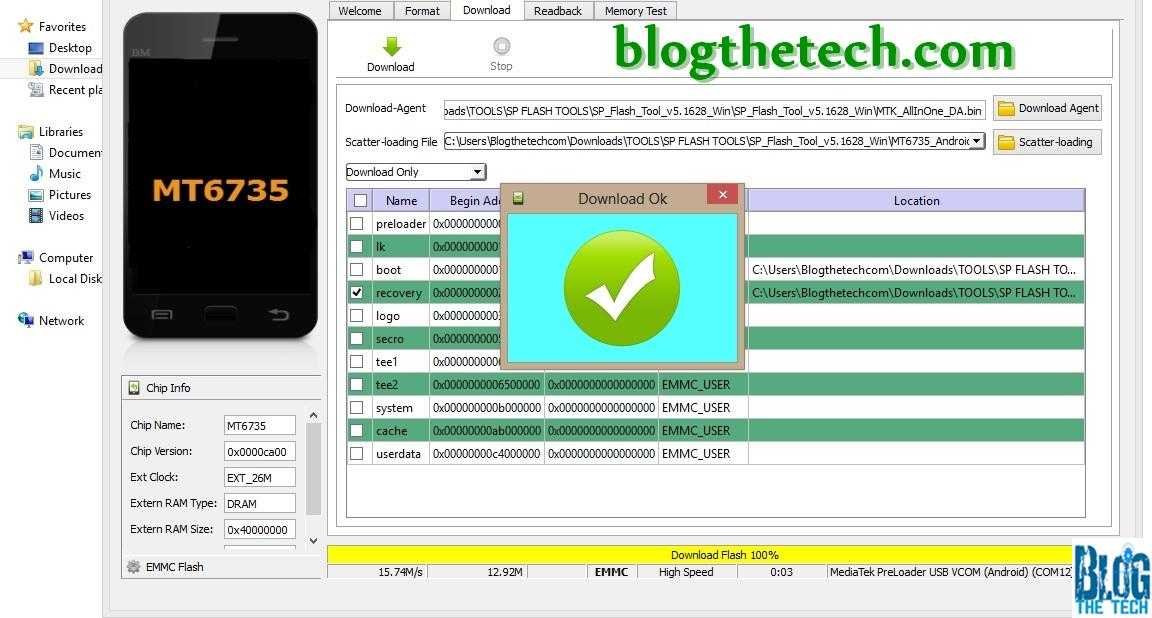 Download Complete after flashing firmware on SP Flash Tool