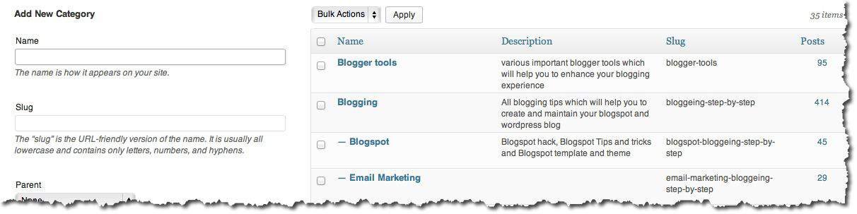 Wordpress Categories