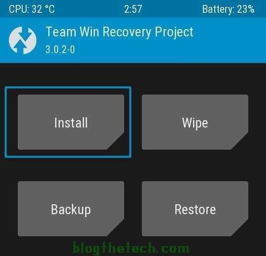 Install SuperSU ZIP file