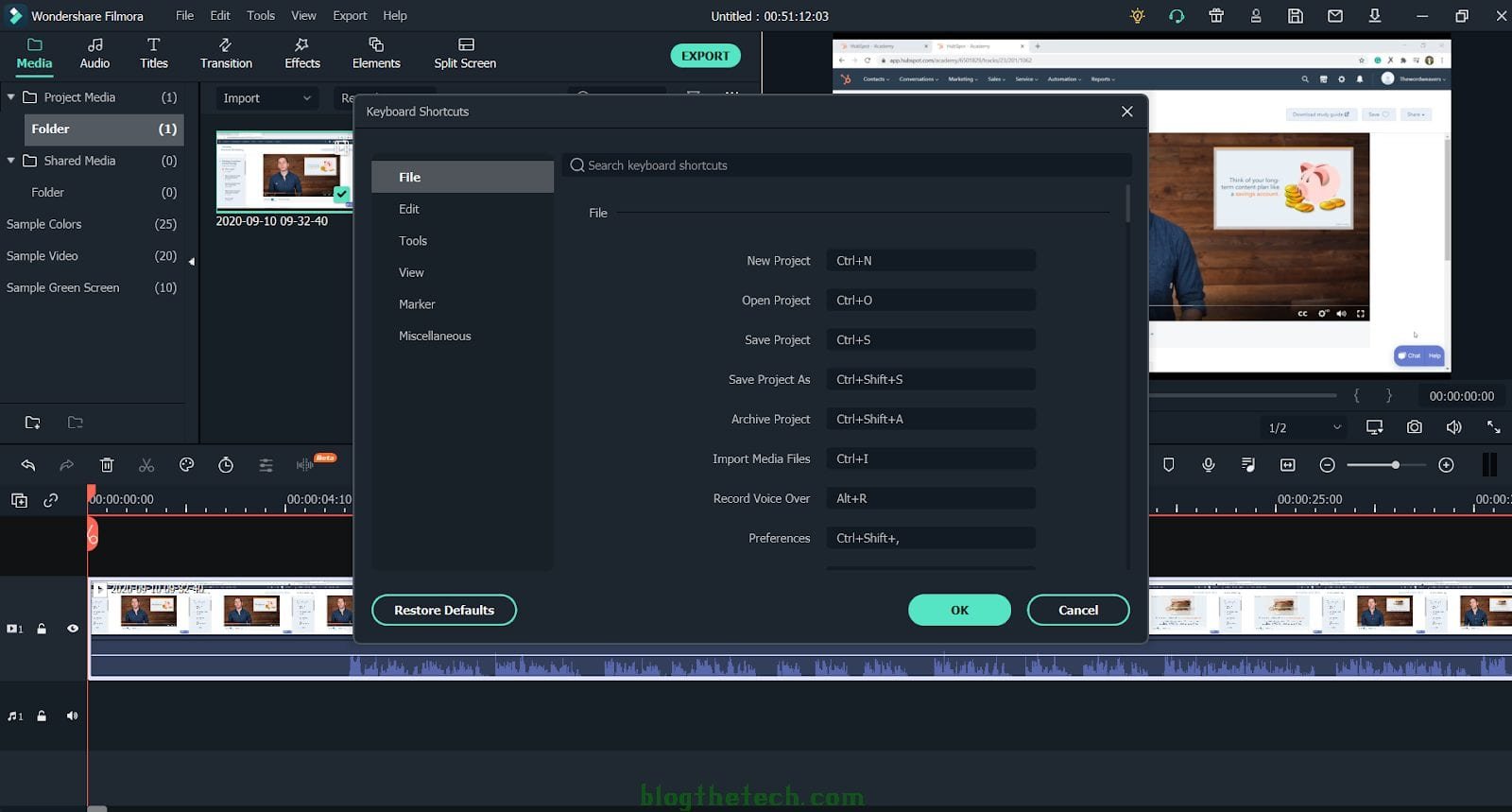 Filmora X Keyboard Shortcuts