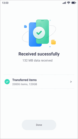 Restore complete on MobileTrans app