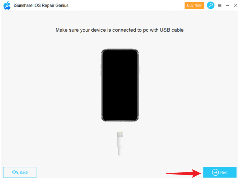 Connect iPhone to the iSunshare iOS Repair Genius