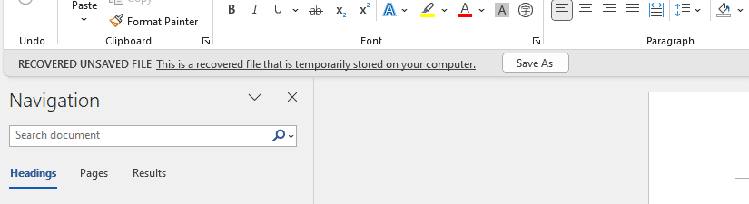 Recover Unsaved Documents