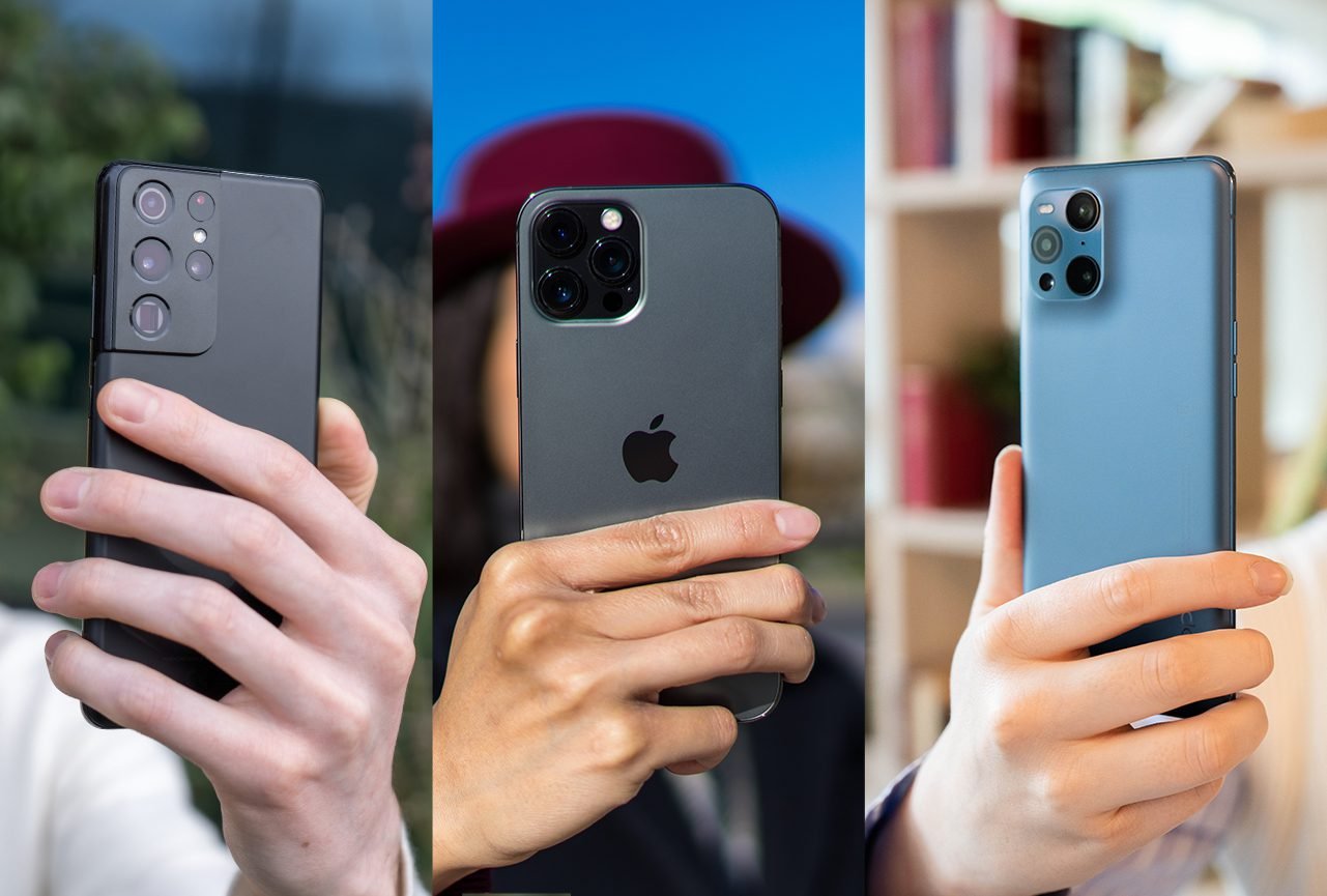 Samsung S22 Ultra, iPhone 14 Pro Max and Oppo Find X2 Pro