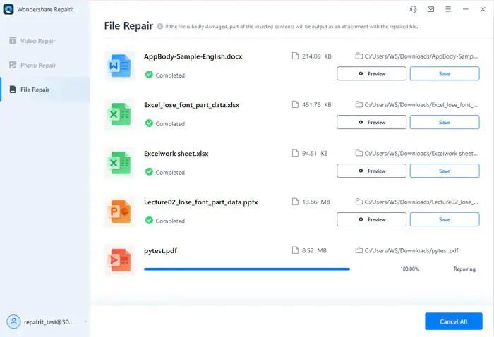 Tap on the Repair Button