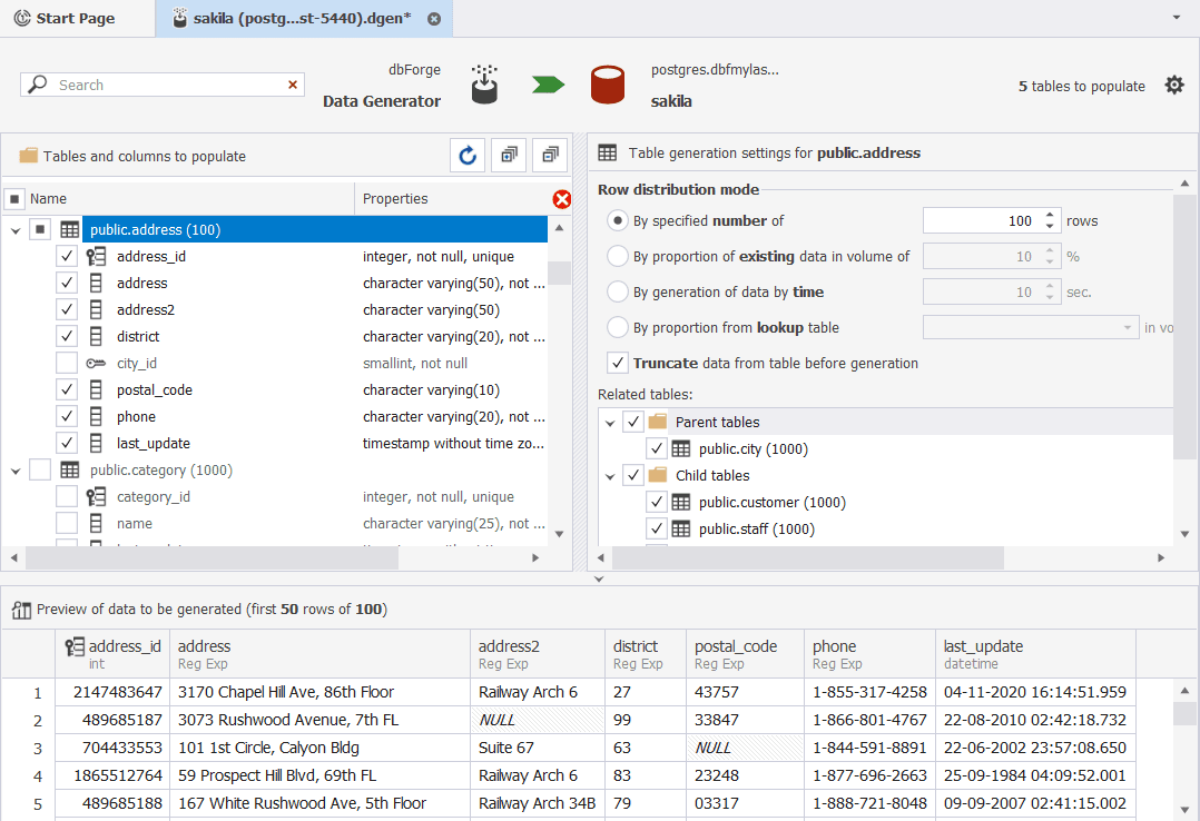 populate data to the target database creating-realistic-test-data-in-postgresql-data-generator:populate-data-to-the-target-database