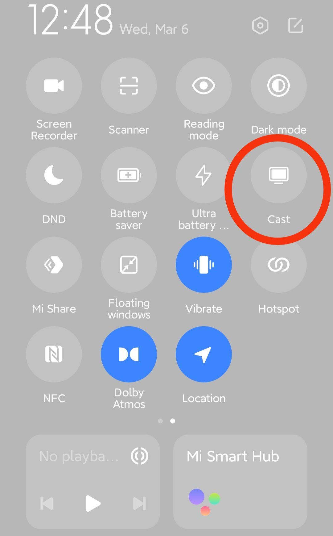 Cast icon on Mi Smartphone