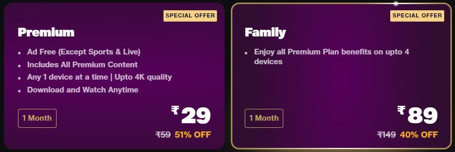 JioCinema's Subscription Plans