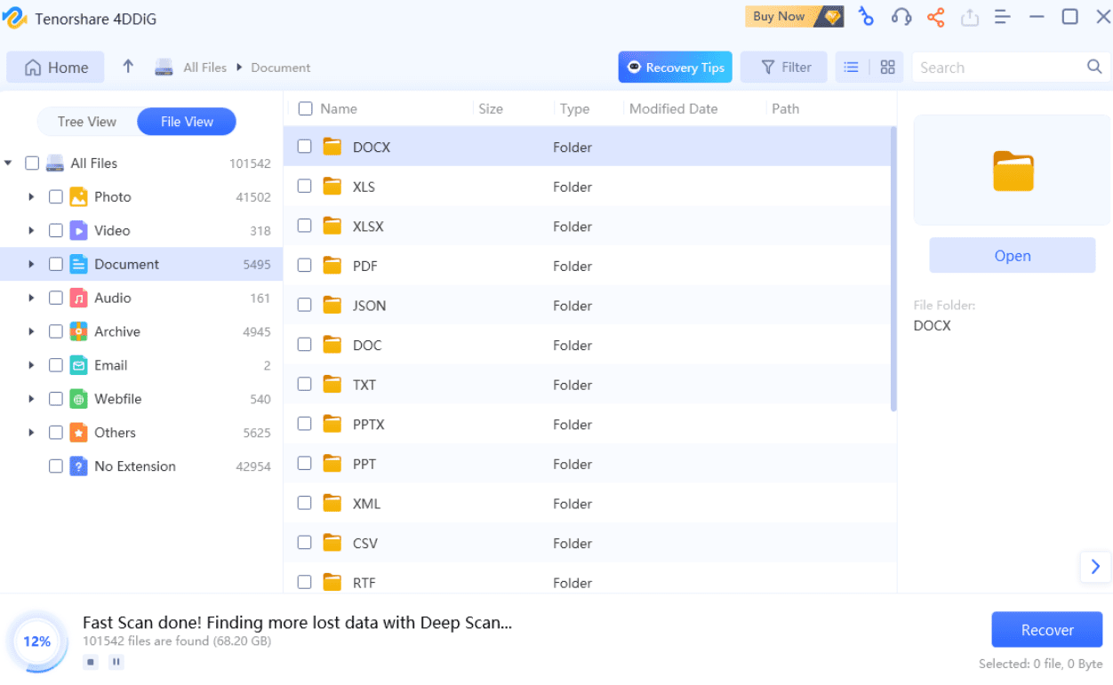 4DDiG Data Recovery File Scanning